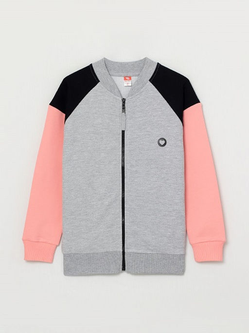 CRB wear/CWJG 62895-28-291 Толстовка для девочки, коралловый-светло-серый меланж/Ex.Cherubino  фото 2