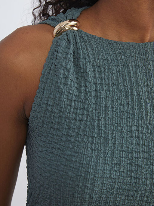 Bisiklet Yaka B?zg?l? Bodycon Elbise