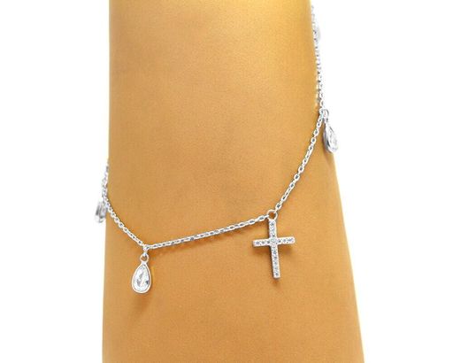 Браслет на ногу из серебра куб.циркон., ТФБ-1105