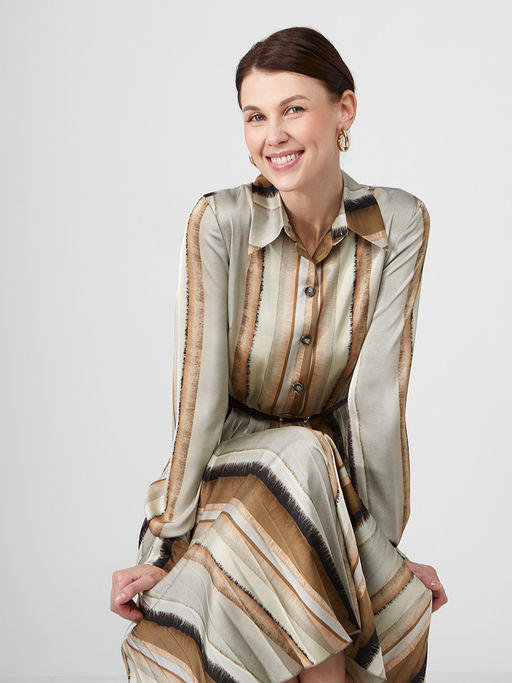 Платье из принтованной атласной ткани - Tantino фото 15