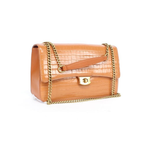 Сумка женская искусственная кожа DJ-7002-2-CARAMEL, 2отд, плечевой ремень (цепочка), карамель SALE 255996