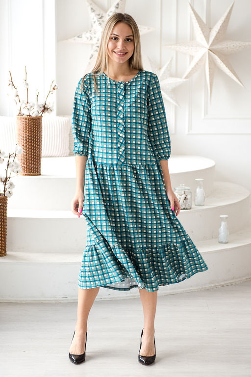 Платье женское из кулирки Софи зеленый - Амадэль фото 4