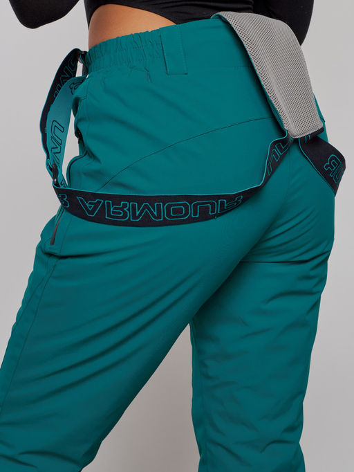 Полукомбинезон утепленный женский зимний горнолыжный зеленого цвета 526Z - Chunmai фото 10