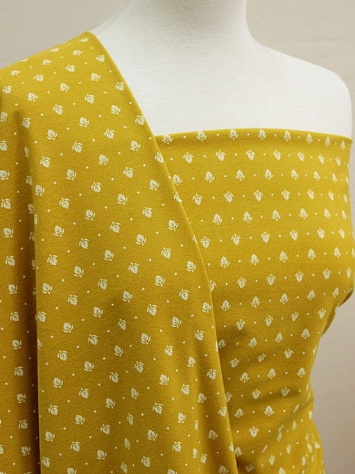 Теплый хлопок Набойка - листочки цв.горчичный, ш.1.48м, хлопок-100%, 160гр/м.кв - Купава фото 3