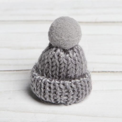 Шапка для игрушек вязаная с помпоном, набор 5 шт., цвет серый - Simaland фото 2