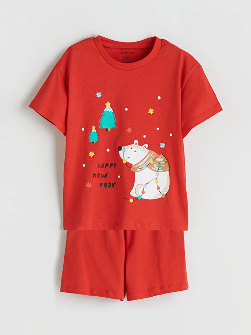 Y?lba?? Temal? Erkek Bebek ?ortlu Pijama Tak?m?