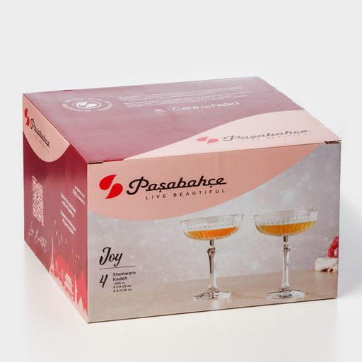 Бокалы для шампанского Paşabahçe JOY, 245 мл, набор 4 шт., стекло, прозрачные