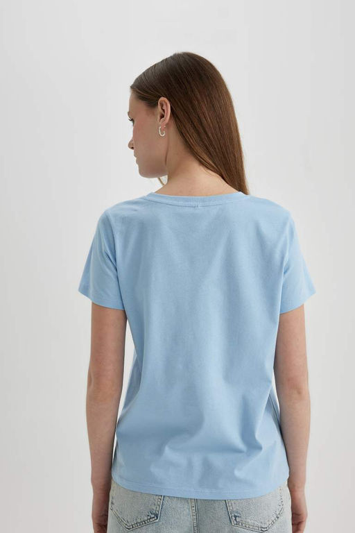 Футболка обычного кроя с круглым вырезом и принтом из чесаного хлопка с короткими рукавами - Defacto фото 7