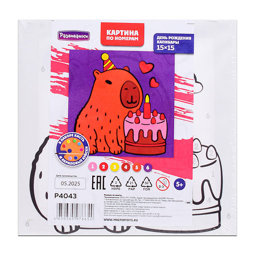 Картина по номерам "День рождения капибары" 15х15
