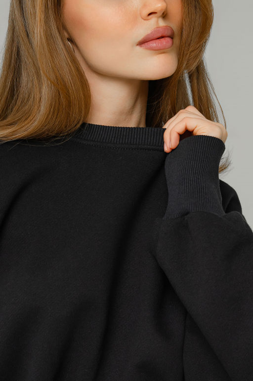 Арт. 15128 Свитшот женский укороченный 42-46 (3 шт) Цвет:черный