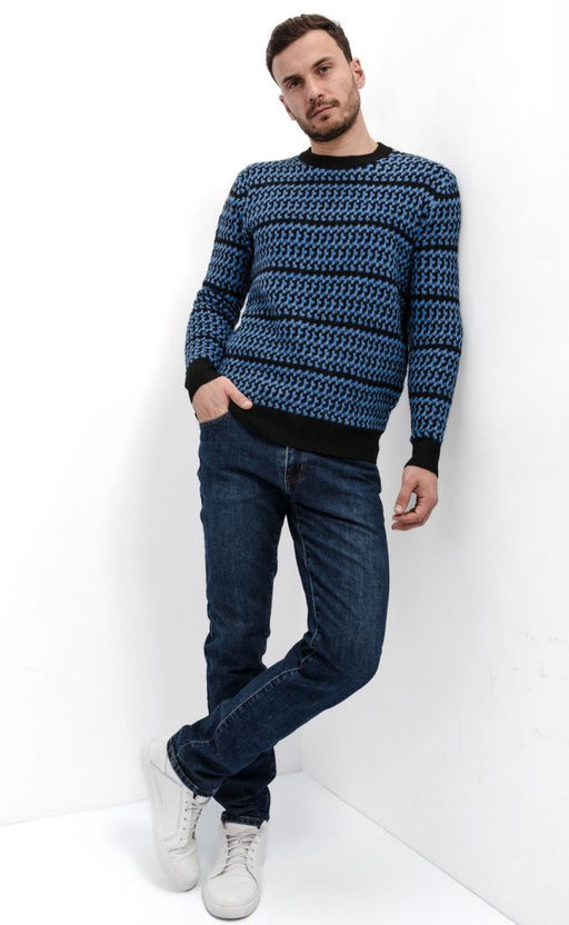 Джемпер мужской в полоску F310-0501 синий - Fine joyce фото 8
