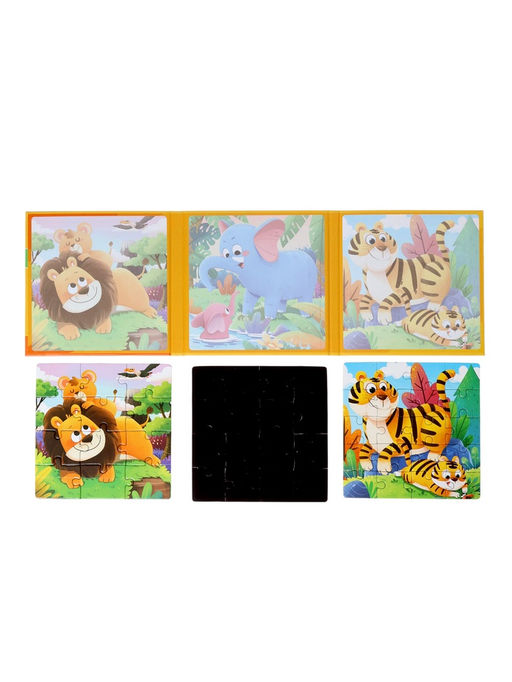 Книжка - деревяшка пазл «Животные», 48 деталей