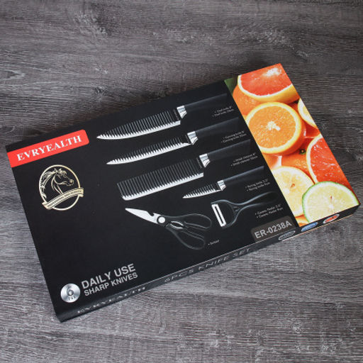 Набор кухонных ножей 6 предметов в магнитной коробке / WD-100 /уп 30/ножницы и овощечистка в комплекте - ГалеонТрейд фото 4