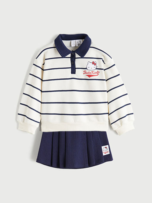 Polo Yaka K?z ?ocuk Sweatshirt ve Etek