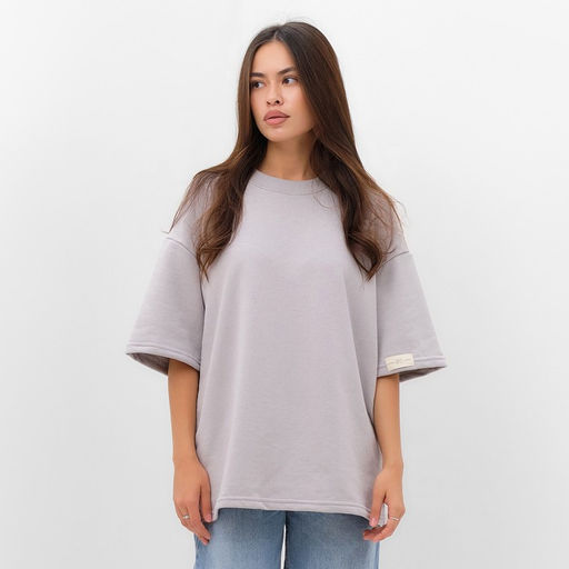 Футболка с нашивкой женская MIST Base, светло-серая, размер 50