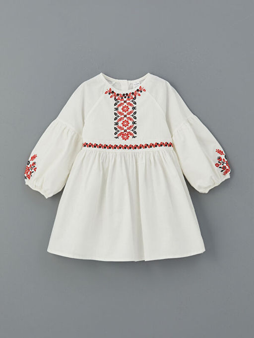 Bisiklet Yaka K?z ?ocuk Keten Elbise