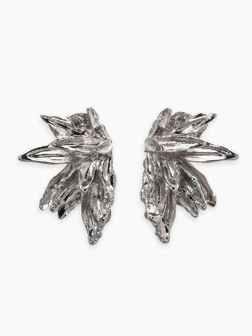 Цена за 2 шт. Серьги металл "Цветы половинки", цвет серебро