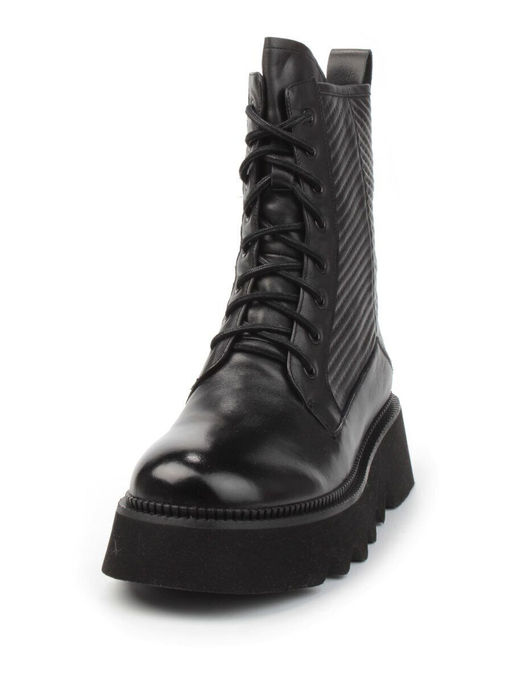 01-C1112-1 BLACK Ботинки демисезонные женские (натуральная кожа, байка)