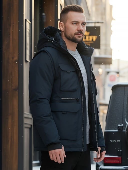 Куртка - жилетка трансформер 2 в 1 мужская зимняя темно-синего цвета 2409TS - Mtforce фото 37