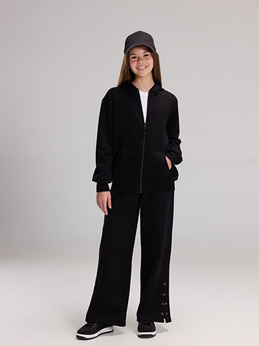 Uzun Kollu K?z ?ocuk Fermuarl? Sweatshirt