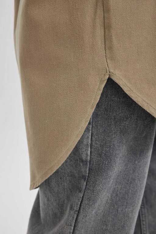 Габардиновая туника с длинными рукавами Relax Fit - Defacto фото 4