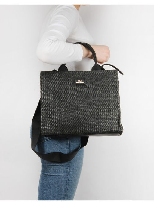 Сумка женская иск/кожа+текстиль DJ-CM 7531-BLACK, 1отд, плечевой ремень, черный SALE 264416 - Adelia фото 5