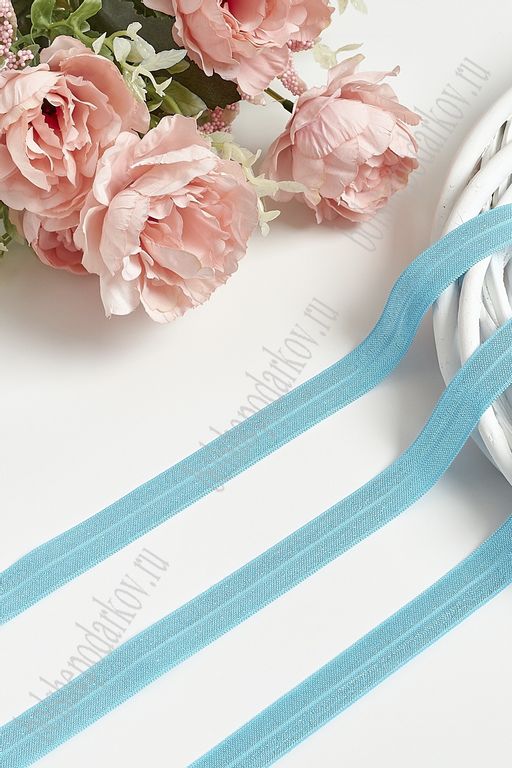 Тесьма эластичная 1,5 см*15 ярд (SF-372-14) голубой 2