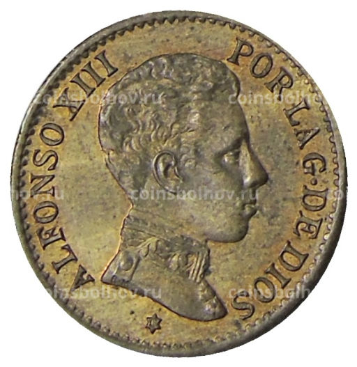 Монета 1 сентимо 1906 года Испания