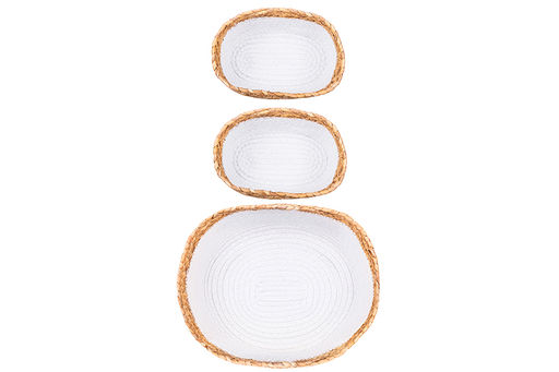 Набор 3 плетеных корзин 1 корзинка 30*25*14 см, 2 корзинки 22*14*12 см, белый - Elan gallery фото 6