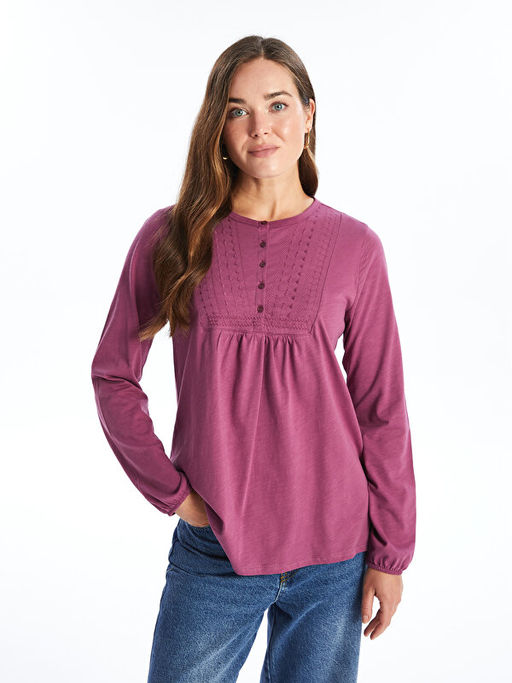 Bisiklet Yaka Nak??l? Kad?n Bluz