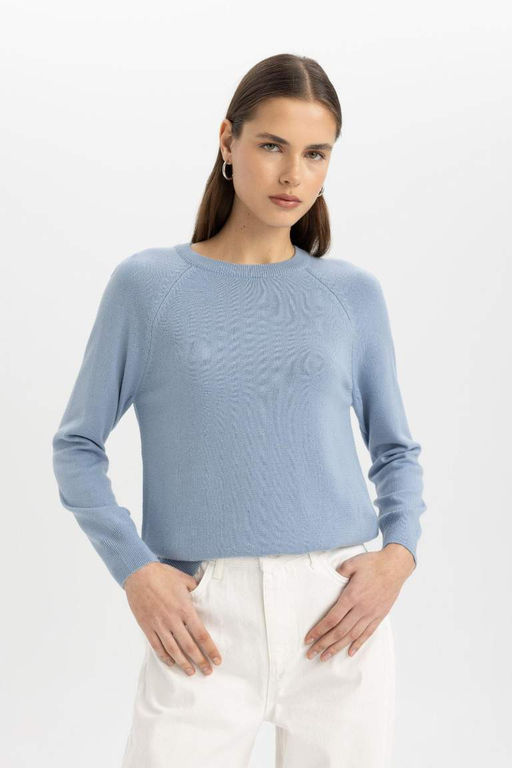 Свитер обычного кроя с круглым вырезом - Defacto фото 6