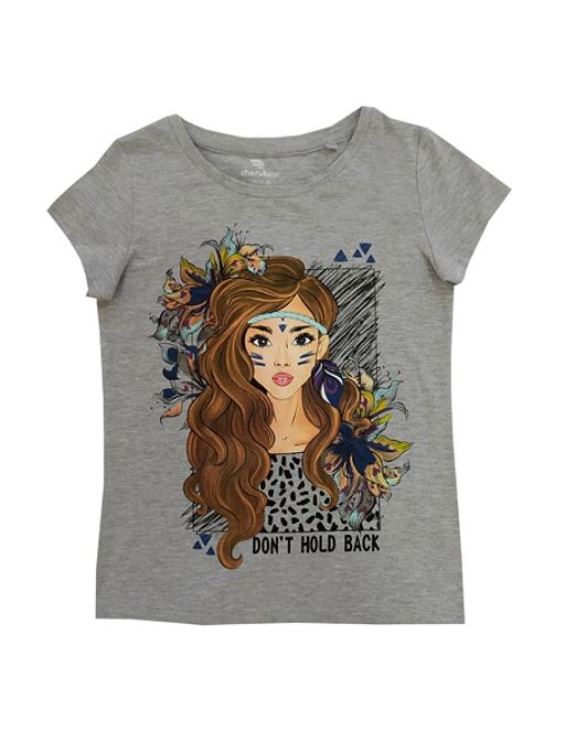 CRB wear/CSJG 63141-11-323 Футболка для девочки,светло-серый меланж/Ex.Cherubino