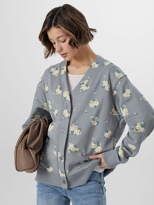 Кардиган серый с цветочным принтом - Mark formelle фото 6