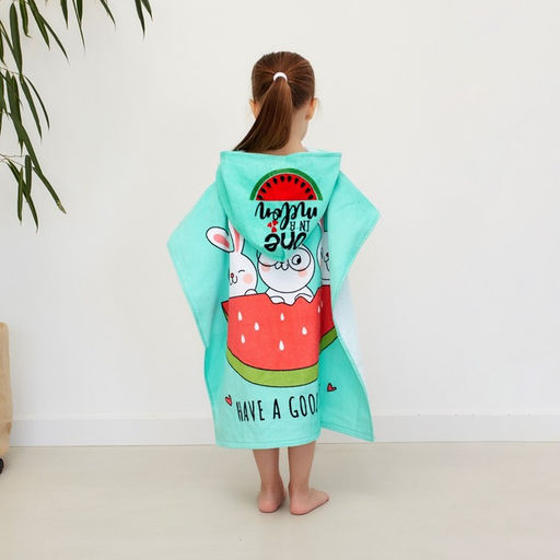 Полотенце-пончо детское махровое Крошка Я Зайчики 60х120см, 100% хлопок, 300гр/м2  фото 3