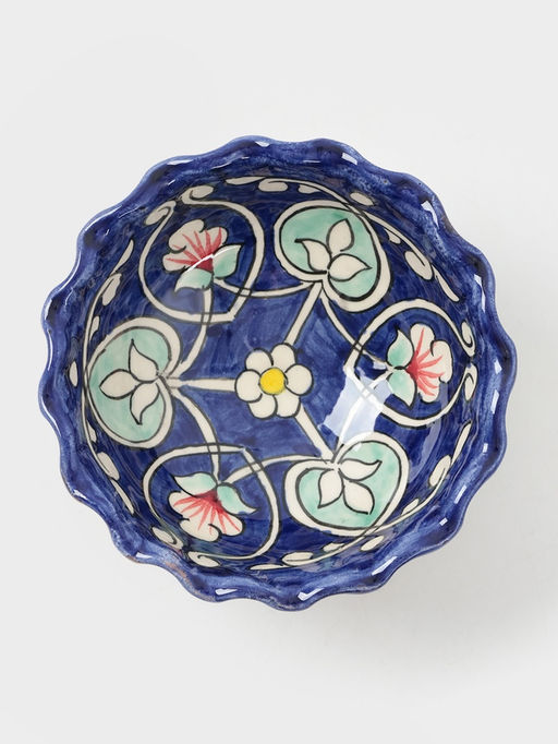 Конфетница узбекская Риштанская Керамика «Цветы», 13 см, синяя