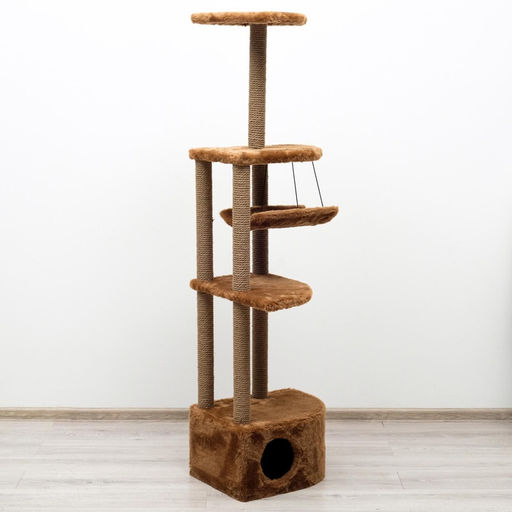 Комплекс для кошек с когтеточкой, угловой, 48 х 48 х 171 см, коричневый - Пижон фото 10