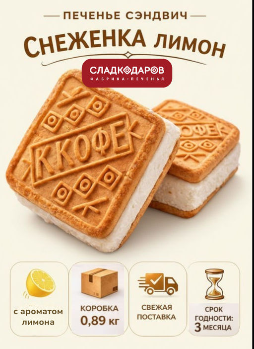 Печенье Снеженка лимон ТВ 0,890кг