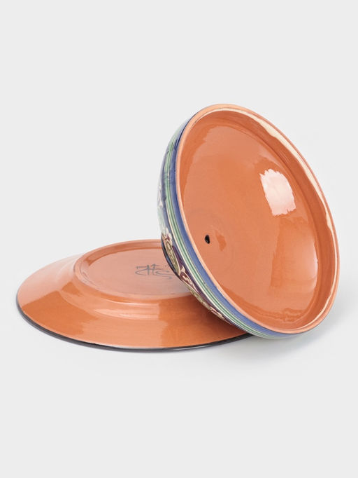 Блинница узбекская Риштанская Керамика «Цветы», d=32 см, керамика, синяя