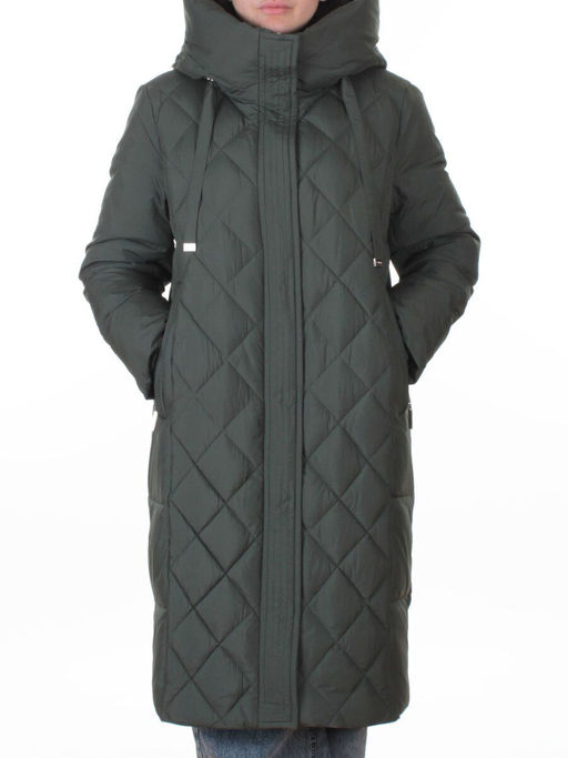 8353 DK. GREEN Пальто зимнее женское (200 гр. холлофайбер)