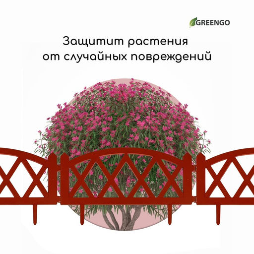 Ограждение декоративное, 35×232 см, 4 секции, пластик, терракотовое, MODERN, Greengo