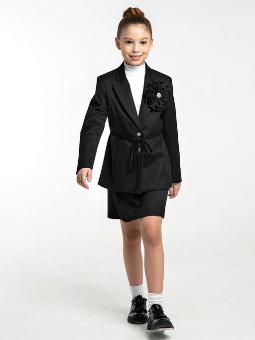 Черный школьный жакет для девочки Mooriposh, модель 0727 фото 9