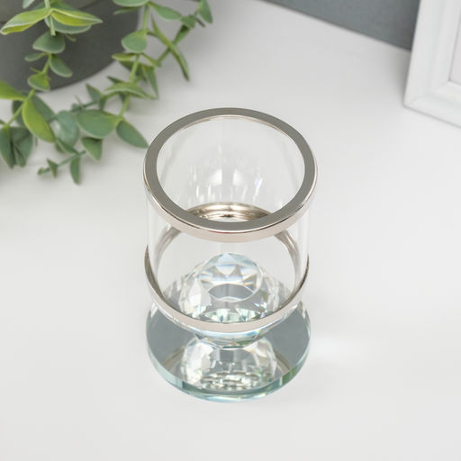 Подсвечник стекло на 1 свечу "Стаканчик на кристалле" прозрачный 11х7х7 см