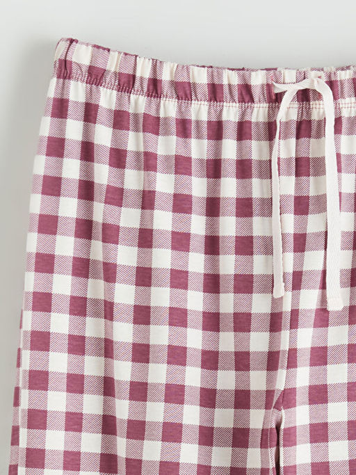 Beli Lastikli Ekose Kad?n Pijama Alt?