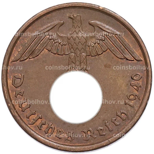 Монета 2 рейхспфеннига 1940 года A Германия