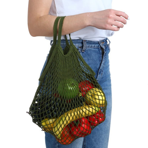 Сумка-авоська плетёная, клетка 1.5 см, зелёная