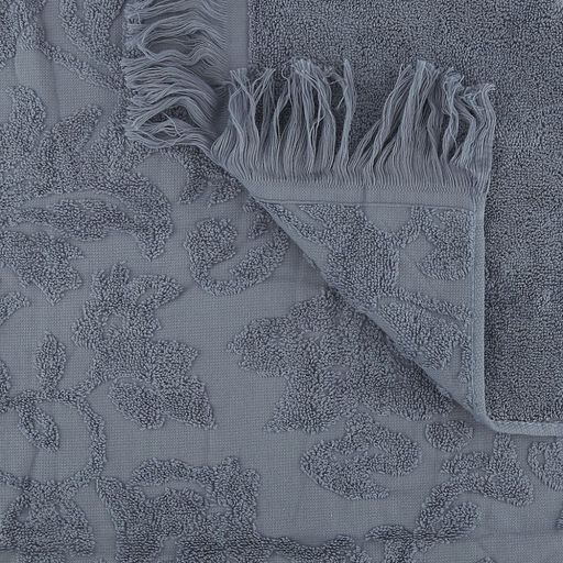 Полотенце махровое "Королевский шик" 90х180см, хлопок 100%, с бахромой, стальной синий (Китай)