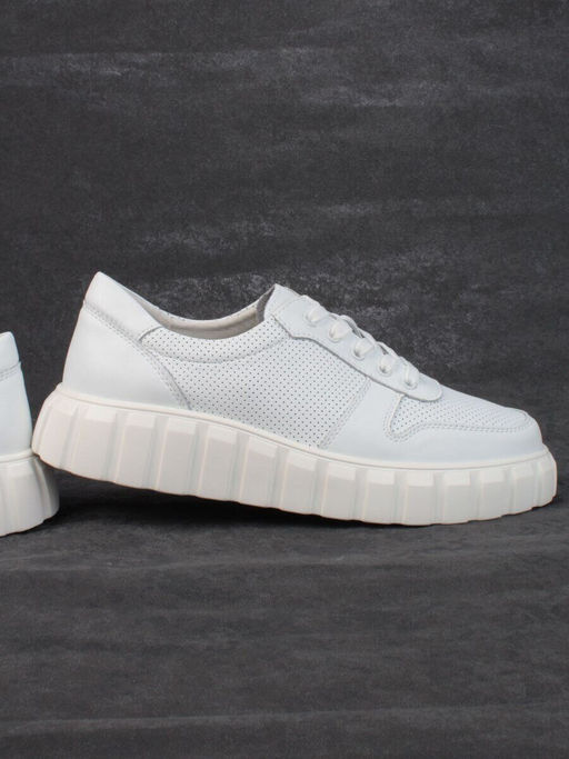 05-PDA97-1 WHITE Кроссовки женские (натуральная кожа)