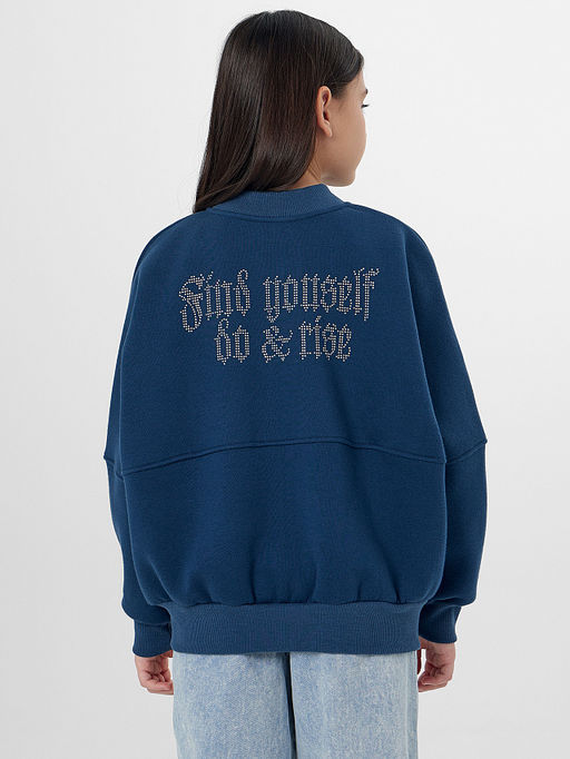 Толстовка для девочек синяя на молнии