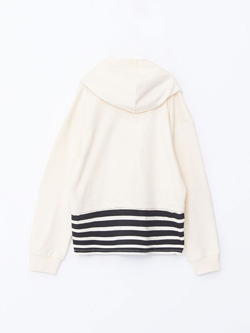 Kap??onlu Bask?l? Uzun Kollu K?z ?ocuk Crop Sweatshirt - Waikiki фото 3
