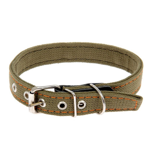 Ошейник брезентовый двухслойный, 54 х 2,5 см, ОШ 35-45 см, хаки - Пижон фото 2